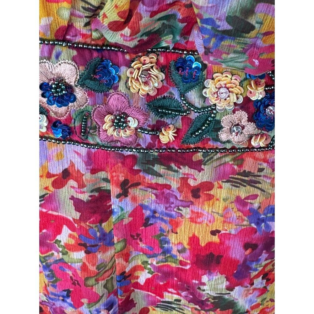 NWT Mac Duggal 9157 One Shoulder Butterfly Sleeve Floral Gown Size 2 - Picture 5 of 6
